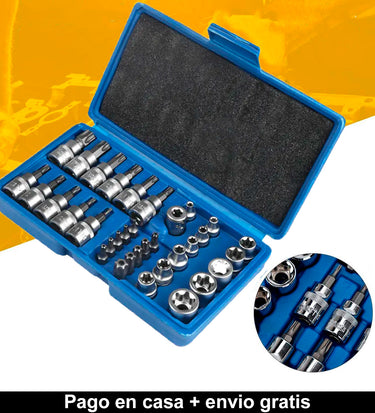 Juego Copas y Puntas Torx 34pcs Hembra y Macho